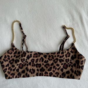 WeWoreWhat Leopard top with gold chain straps